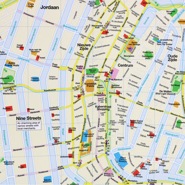 Map of central Amsterdam showing streets and places of interest.