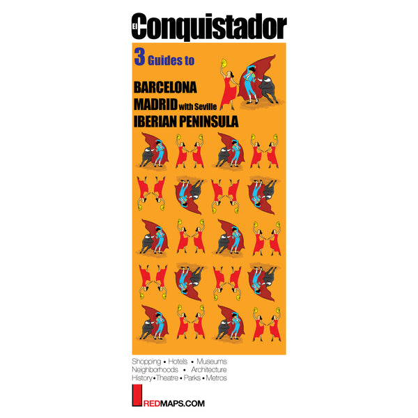 Multi-city maps set with foldout maps to Madrid, Barcelona, Seville and the Iberian Peninsula.