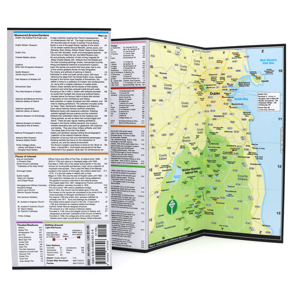 Dublin map with lists of popular attractions.
