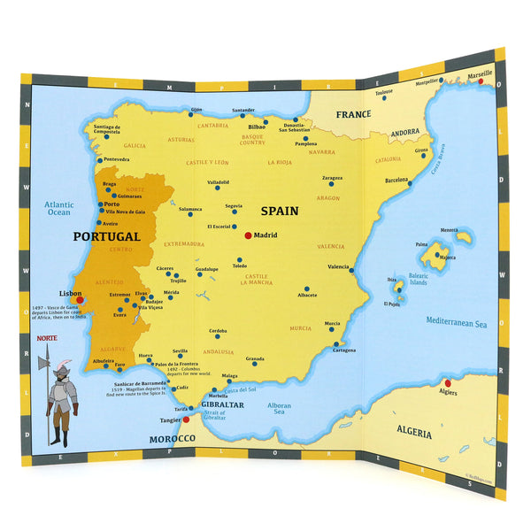 Map of Spain and Portugal on the Iberian peninsula showing major cities.