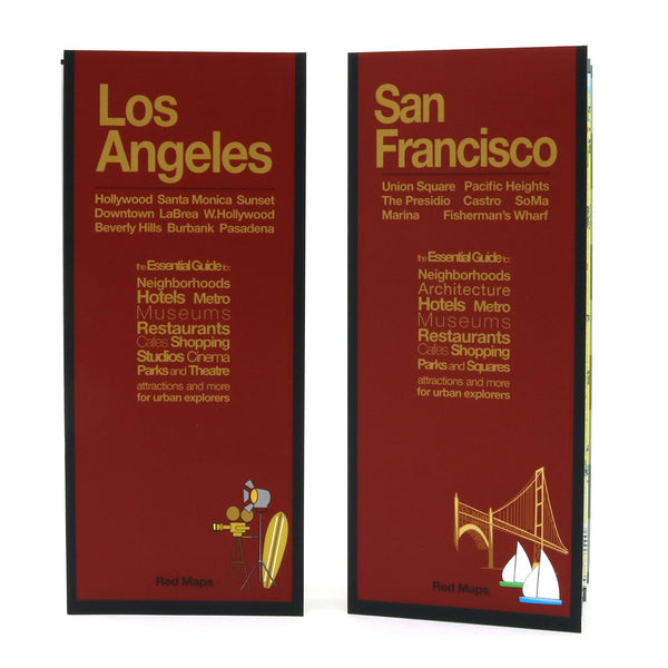 Foldout street maps to Los Angeles and San Francisco.