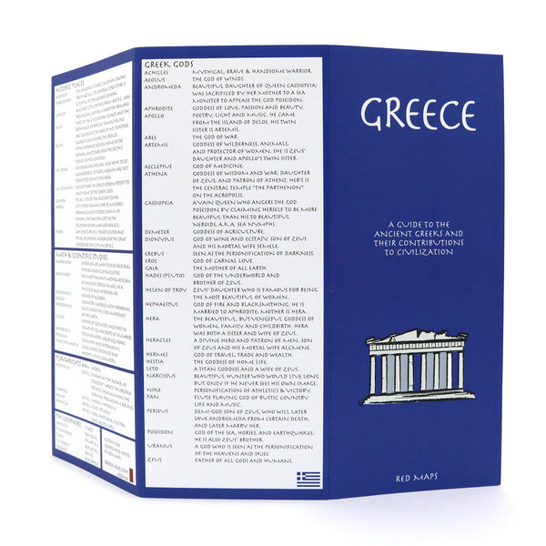 Map of greece with information about Greek Gods.
