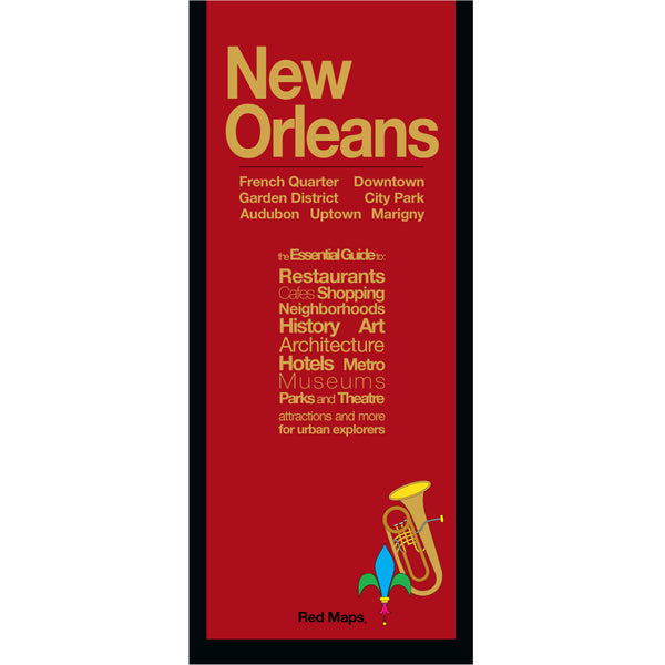 New Orleans city foldout map with a red colored cover.