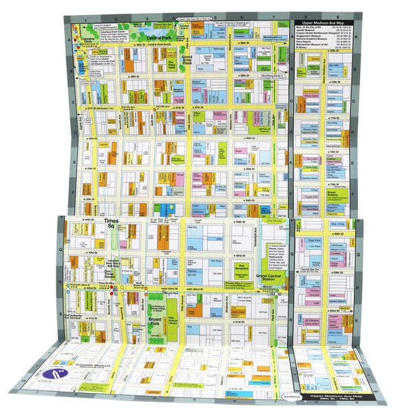 Midtown NYC map with shopping, Broadway theaters and popular attractions.