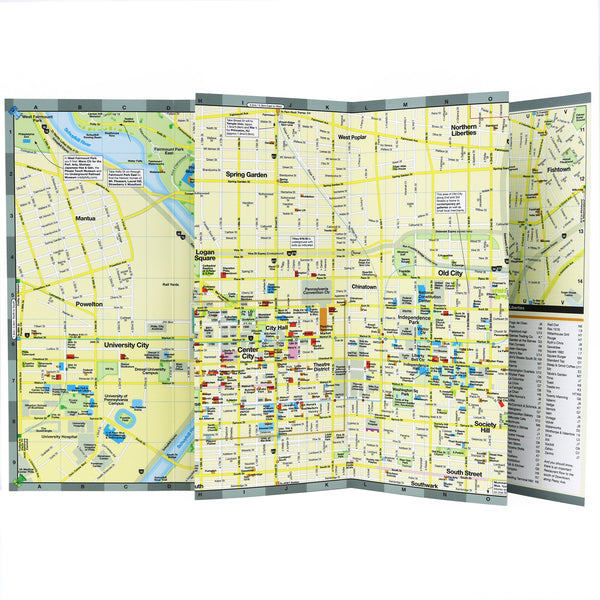 Philadelphia foldout map showing popular attractions in the city.