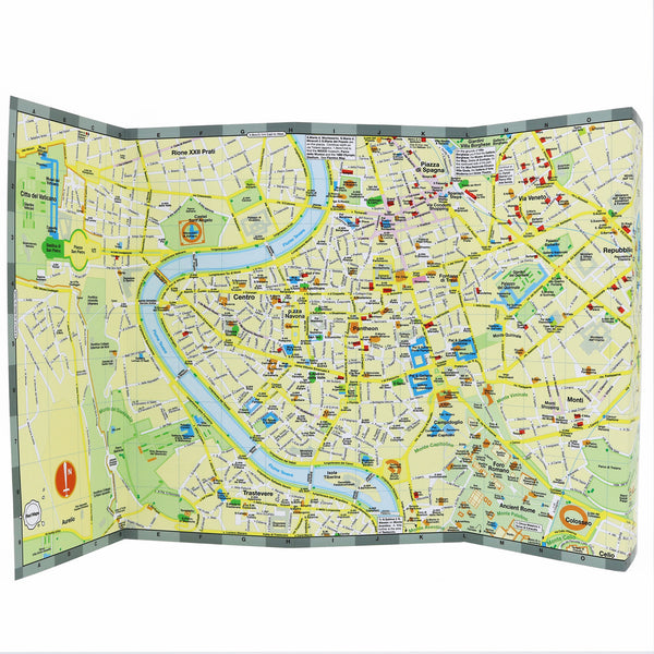 Central Rome street map with popular tourist attractions.