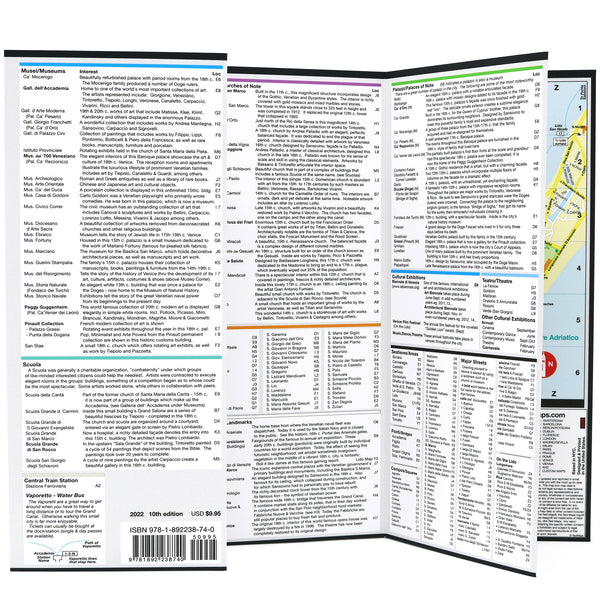 Foldout map of central Venice with popular attractions.