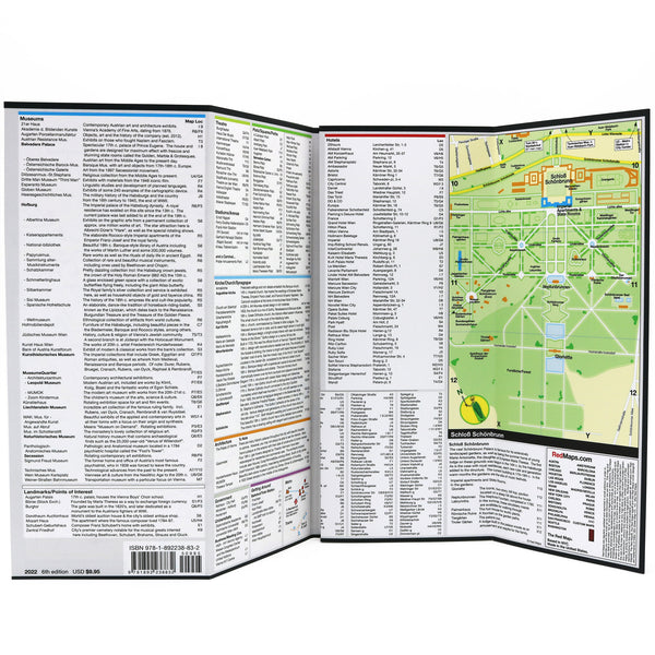 Foldout map of central Vienna with popular tourist attractions.