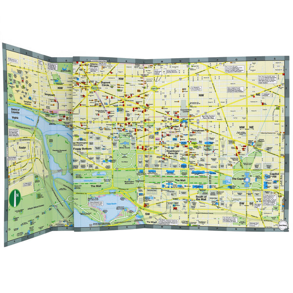 Washington DC city center map with popular tourist attractions.