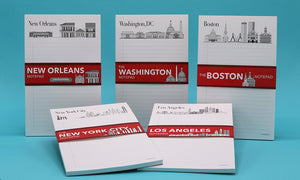 Famous city landmarks themed notepads. 