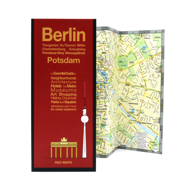 Foldout travel map of Berlin, Germany.