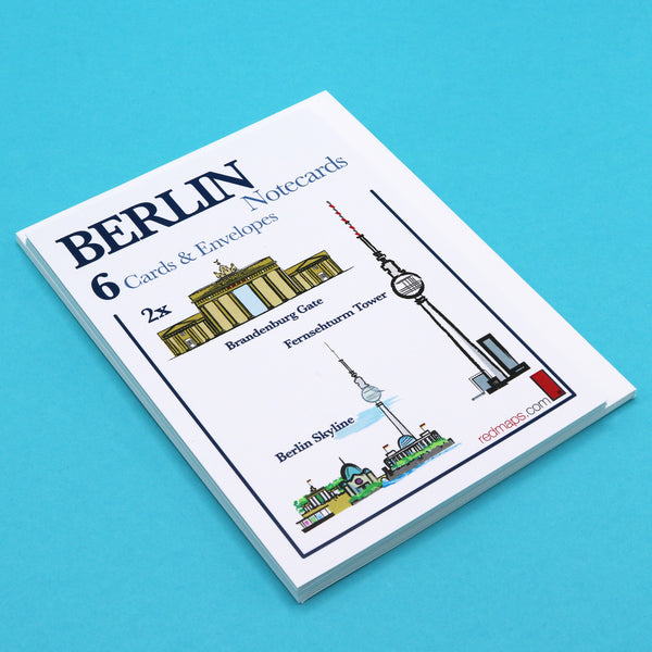 Writing cards with illustrations of famous Berlin landmarks such as Brandenburg Gate.