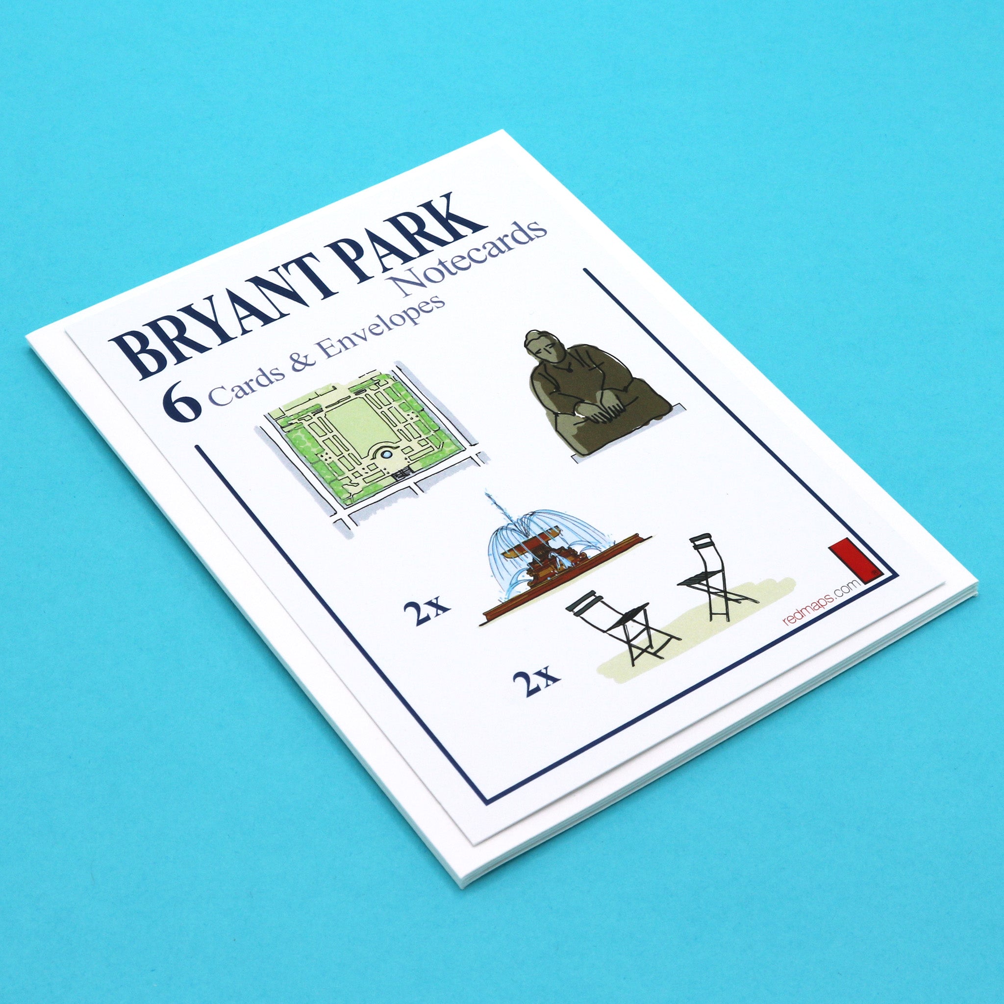 Set of writing cards with illustrations of points of interest in the park.