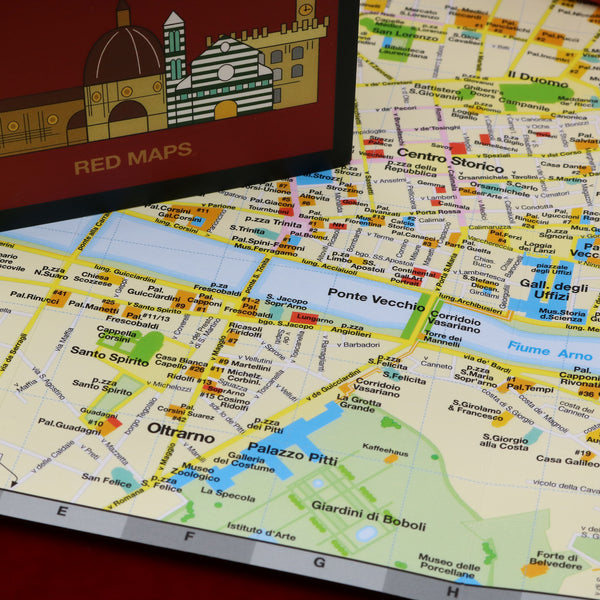 Florence street map detail showing the Duomo and Centro Storico