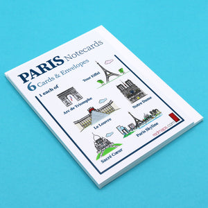 Writing cards with illustrations of famous Paris landmarks and monuments.