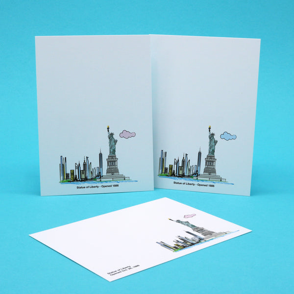 Notecards with illustrations of the Statue of Liberty.