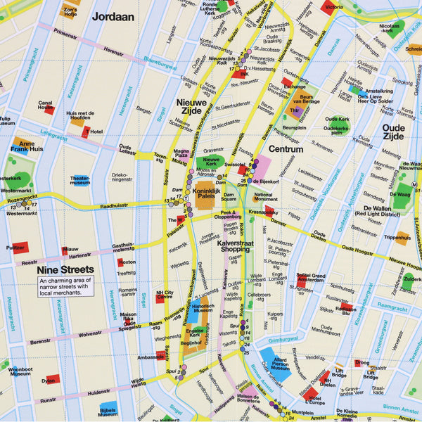 Map of central Amsterdam showing streets and places of interest.