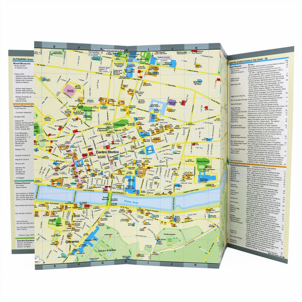 Foldout map showing. popular attractions in Florence.