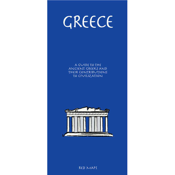 Map of Greece and Greek Isles with drawing of Parthenon on a blue cover.