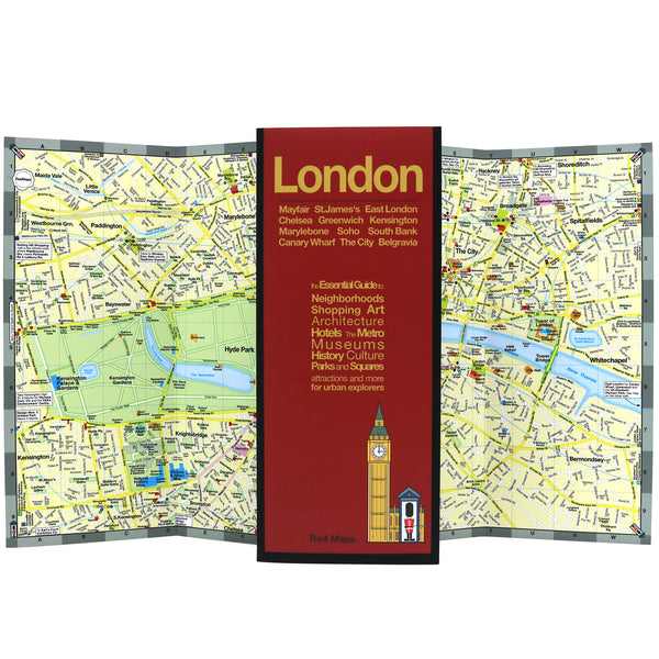 Map of Central London with streets and popular attractions.