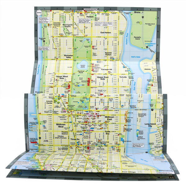 Manhattan street map with popular tourist attractions.