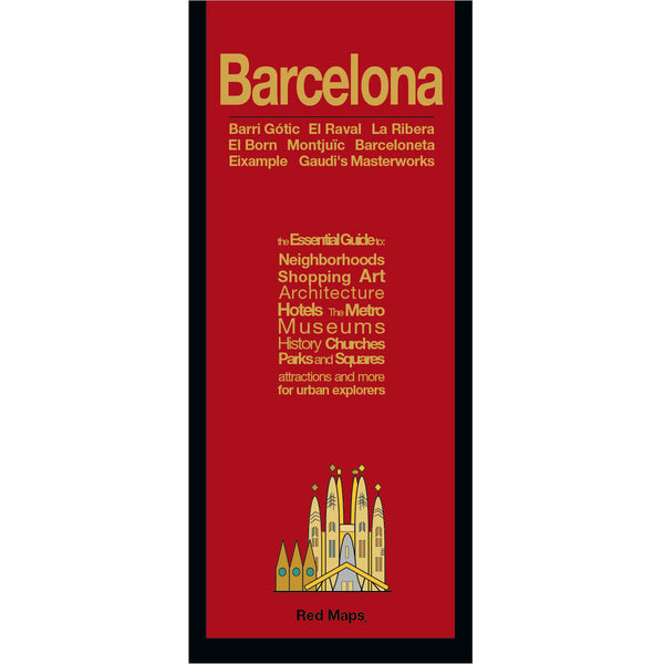 Barcelona foldout map with a red colored cover.