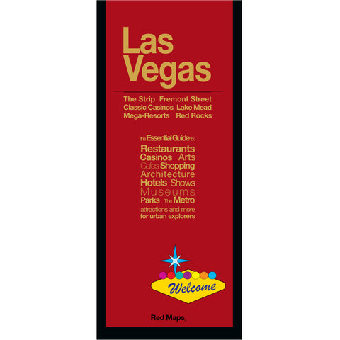 Las Vegas city foldout map with red colored cover.