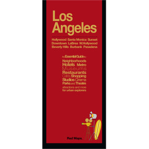 Los Angeles city foldout map with a red colored cover.