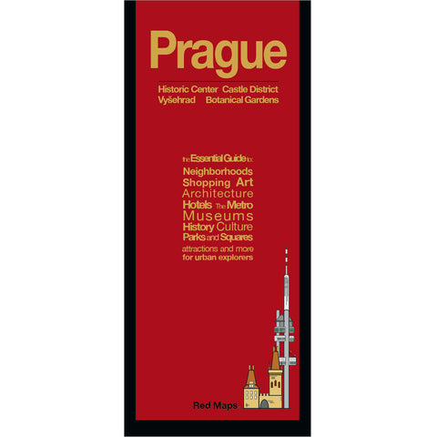 Prague foldout map with a red colored cover.