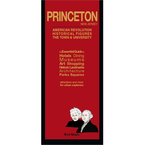 ap of Princeton, New Jersey with a red colored cover and illustrations of Einstein and George Washington.
