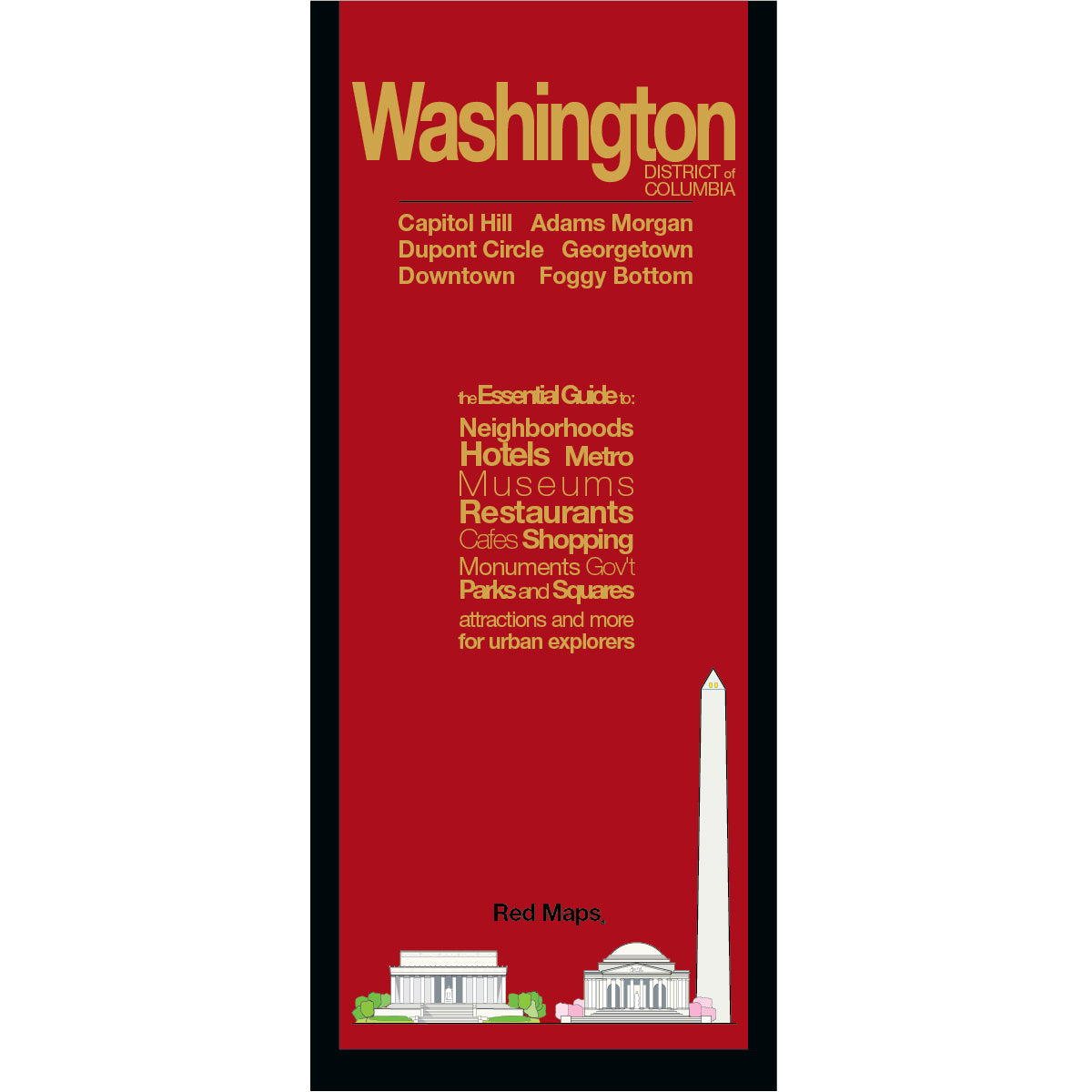 Washington DC foldout map with a red colored cover.