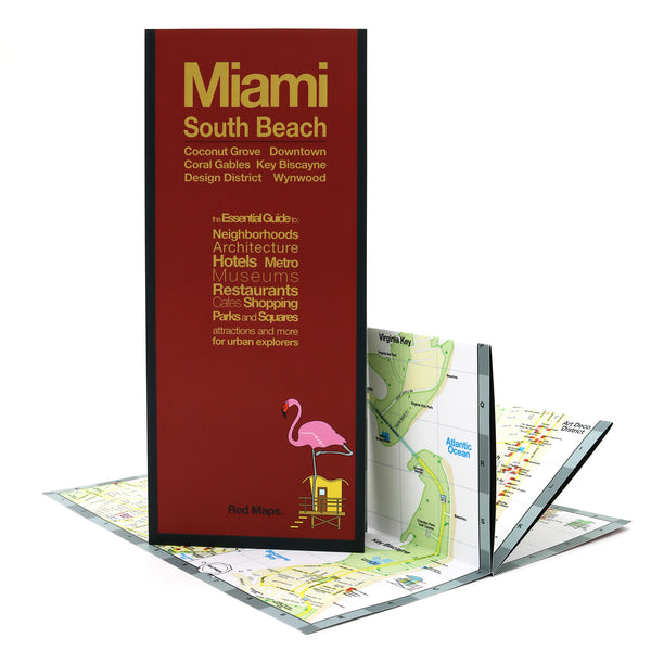 Miami map with popular attractions in city center.