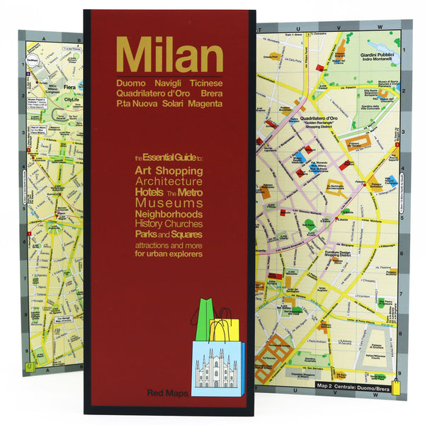 Foldout map of Milan with popular tourist attractions.