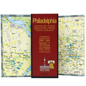 Philadelphia map showing popular attractions in the city center.