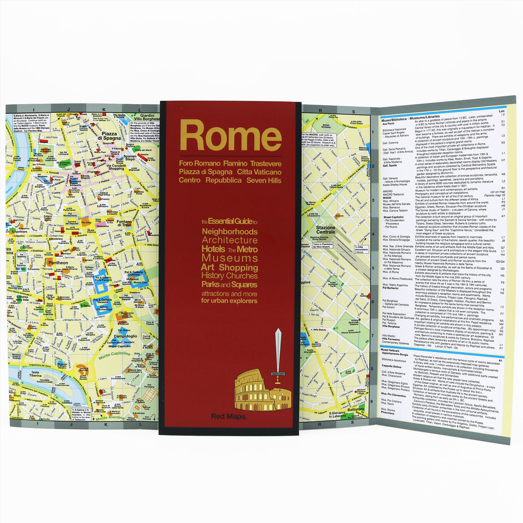 Rome Historic City Center Foldout Travel Map | Red Maps